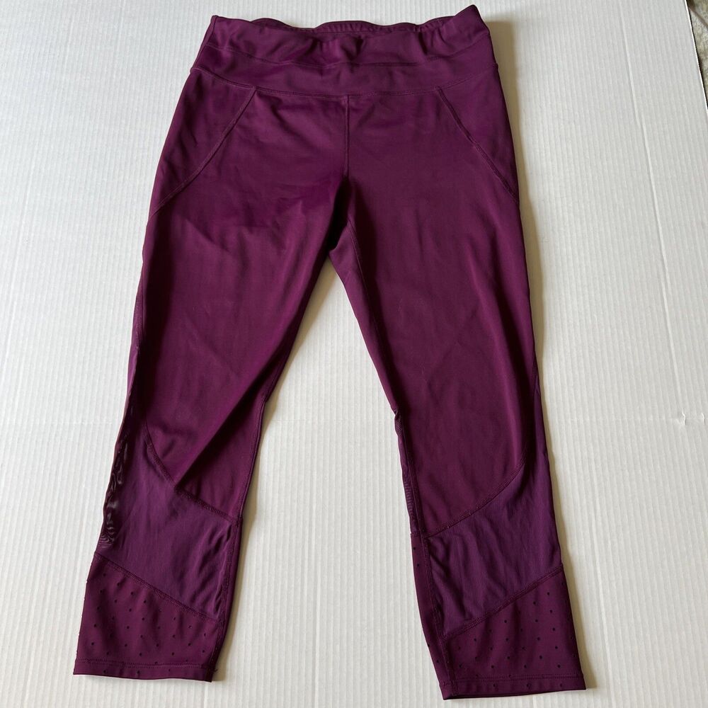 Athleta Women's Size M Leggings Maroon Mesh Cropped
